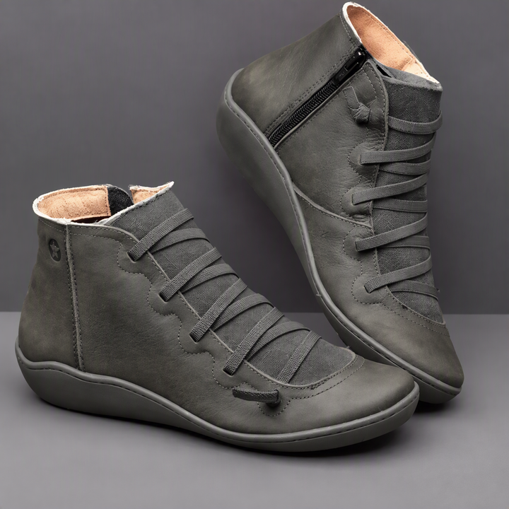 Women's Waterproof Lace-Up Ankle Boots – Gray