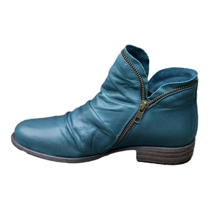 Women's Orthopedic Leather Ankle Boots – Blue