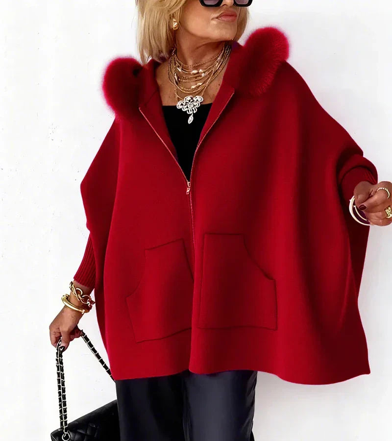 MIREVYNNE – CASUAL HOODED COAT WITH FUR COLLAR
