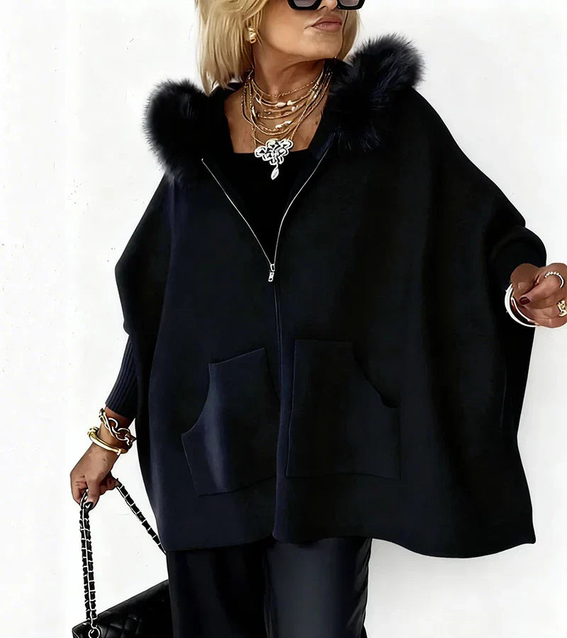 MIREVYNNE – CASUAL HOODED COAT WITH FUR COLLAR