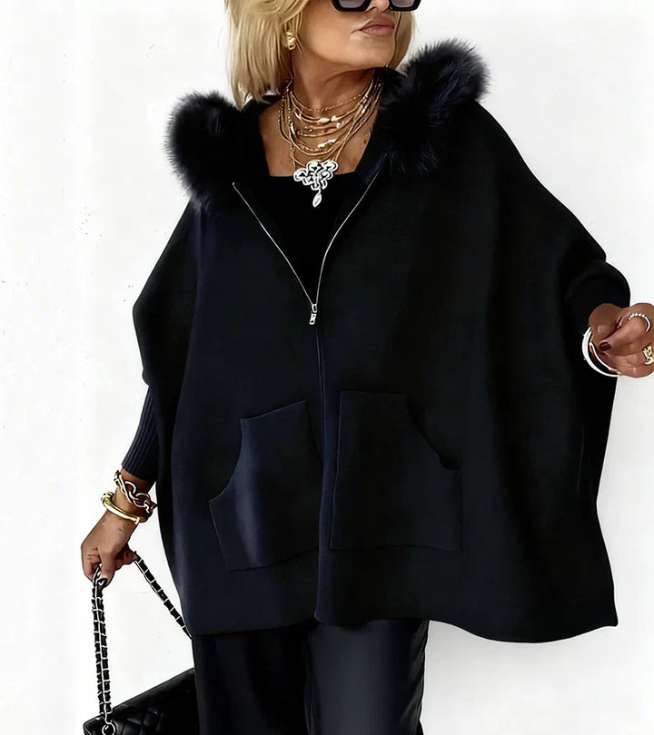MIREVYNNE – CASUAL HOODED COAT WITH FUR COLLAR