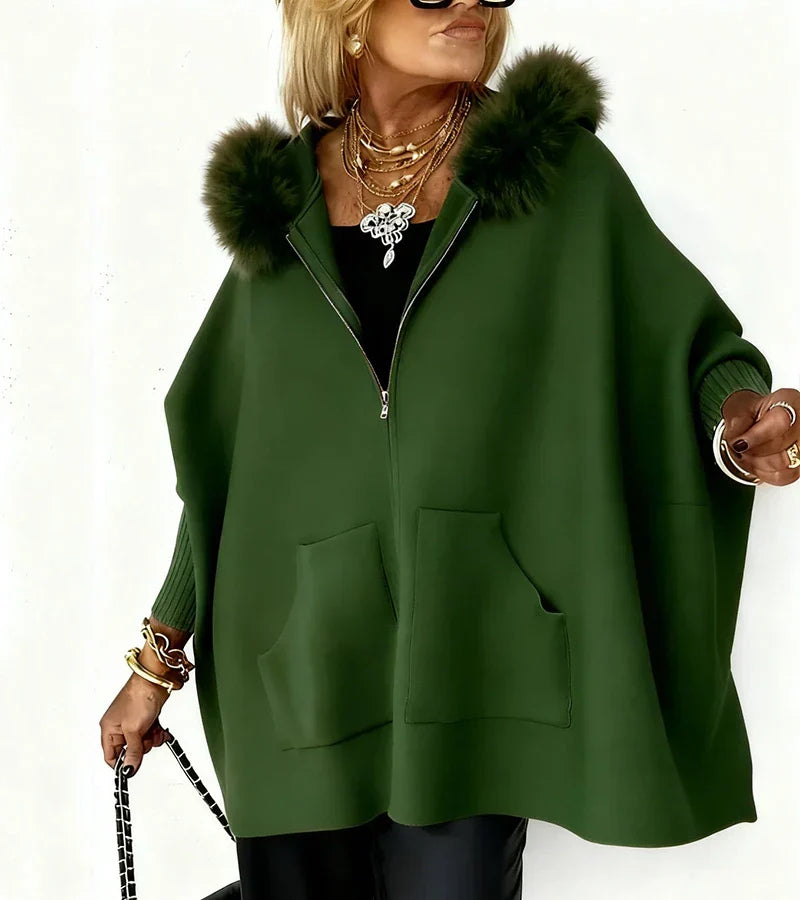 MIREVYNNE – CASUAL HOODED COAT WITH FUR COLLAR