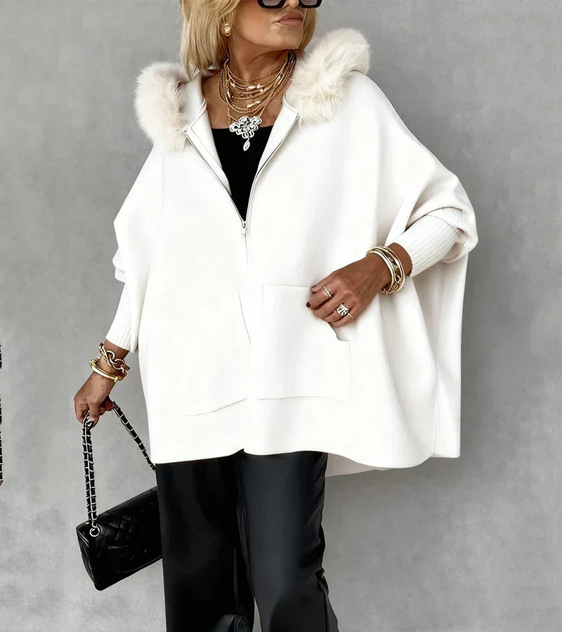 MIREVYNNE – CASUAL HOODED COAT WITH FUR COLLAR
