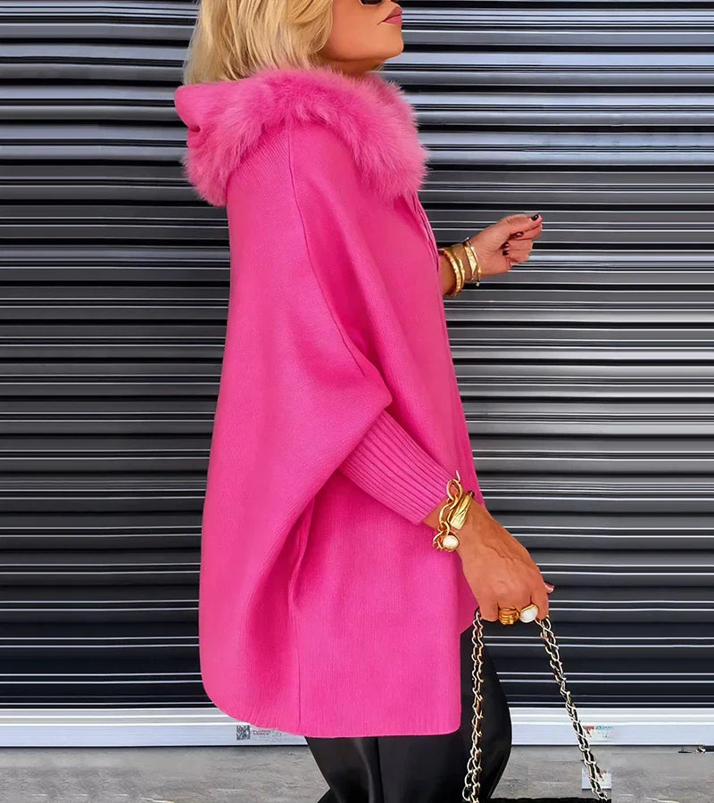 MIREVYNNE – CASUAL HOODED COAT WITH FUR COLLAR