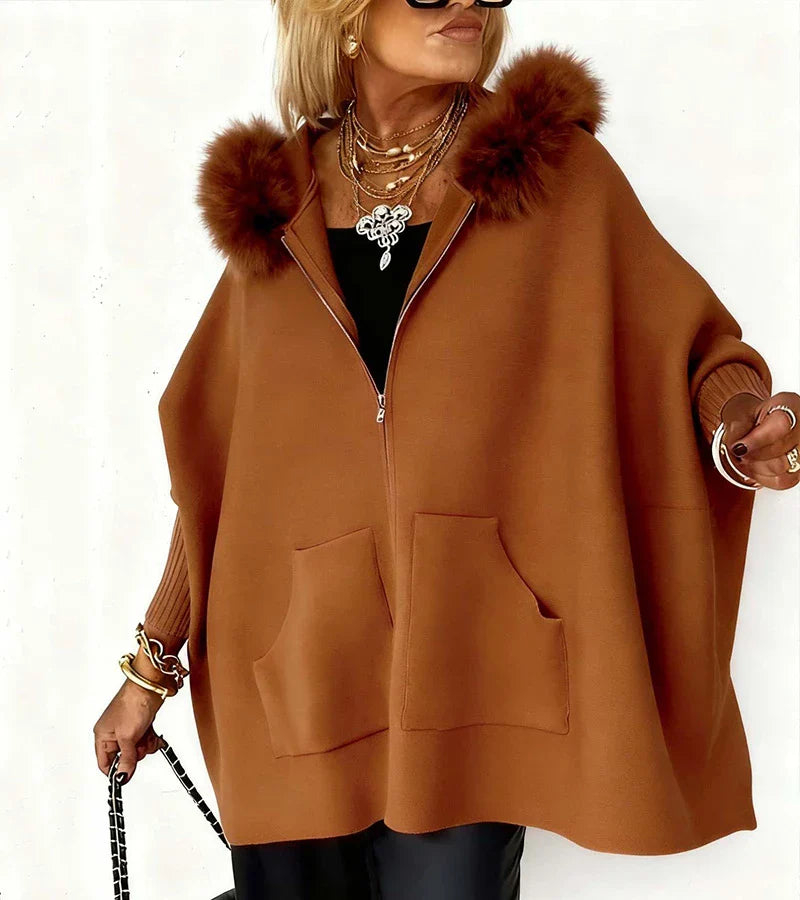 MIREVYNNE – CASUAL HOODED COAT WITH FUR COLLAR
