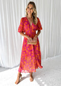 Syrene | Women's Puff Sleeve Silk Maxi Dress