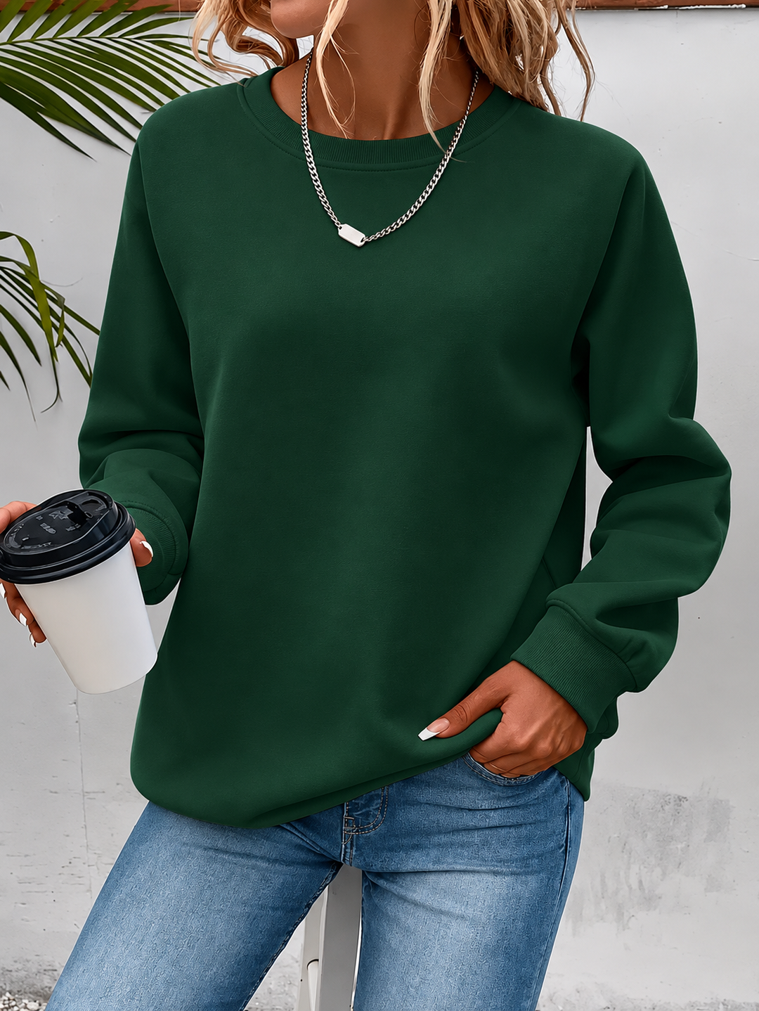 Women's Crew Neck Sweatshirt – Dark Green