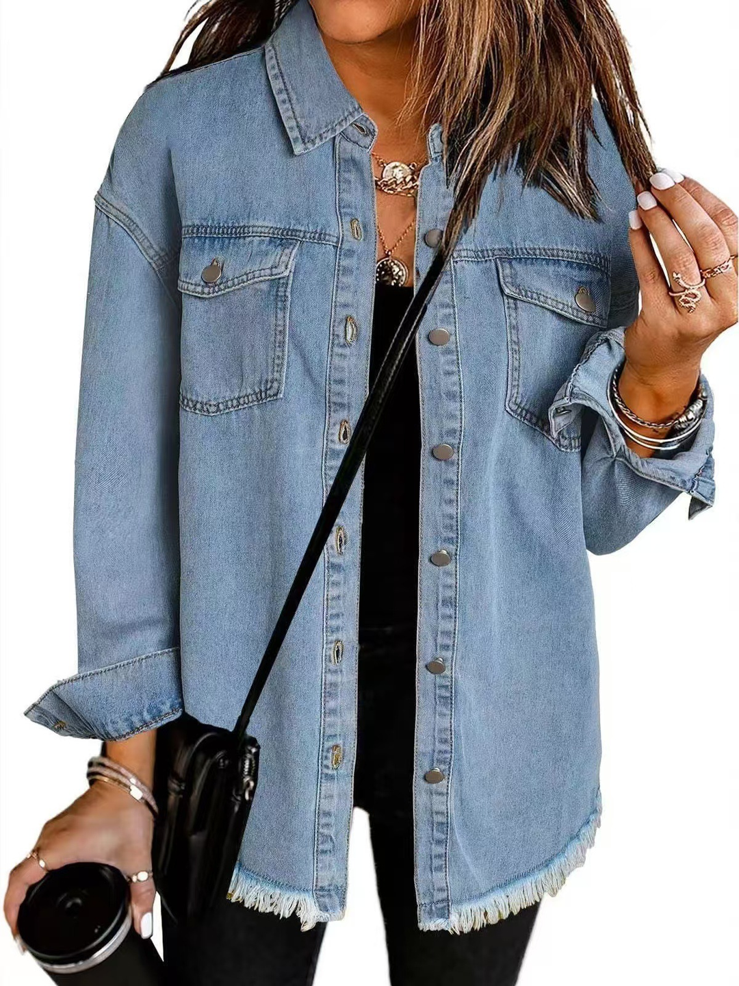 Women's Raw Hem Denim Jacket – Blue