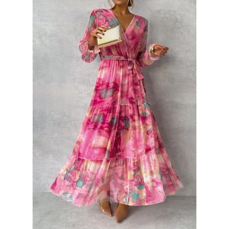 Nyla – Elegant Floral V-Neck Dress