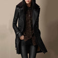 Leni | Women's Faux Leather Long Trench Coat