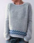 Women's Striped Round Neck Knit Sweater