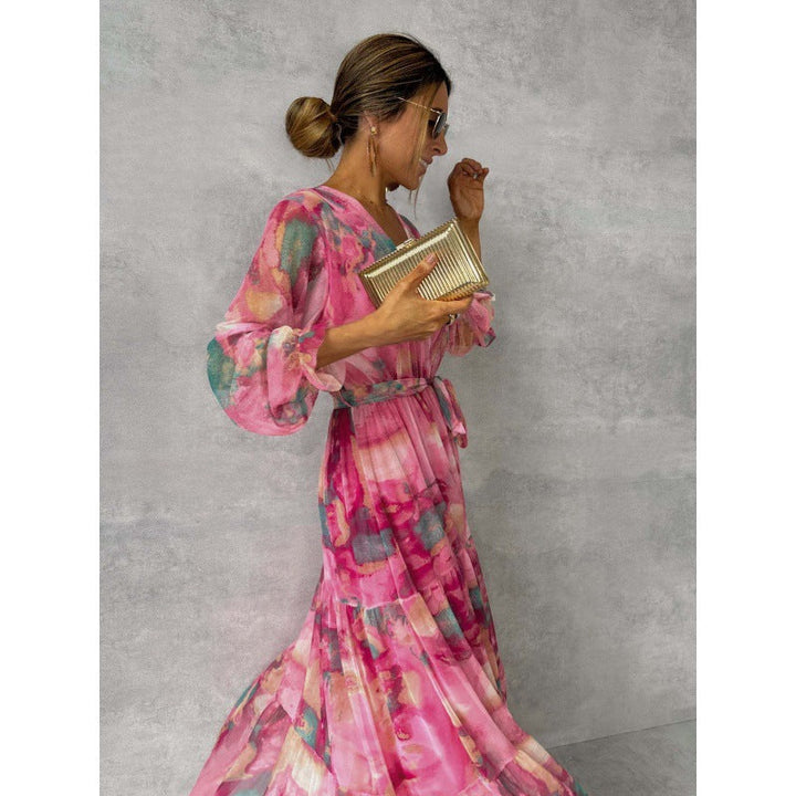 Nyla – Elegant Floral V-Neck Dress