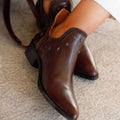 Women's Studded Leather Western Ankle Boots