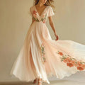 Lumiella | Women's Floral V-Neck Maxi Dress