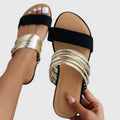 Arienna | Women's Metallic Strap Slide Sandals
