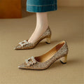 Gloria | Women's Glitter Rhinestone Buckle Pumps