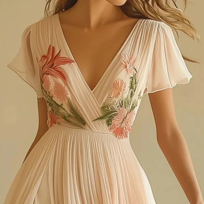 LUMIELLA – ELEGANT HIGH WAIST V-NECK PARTY DRESS