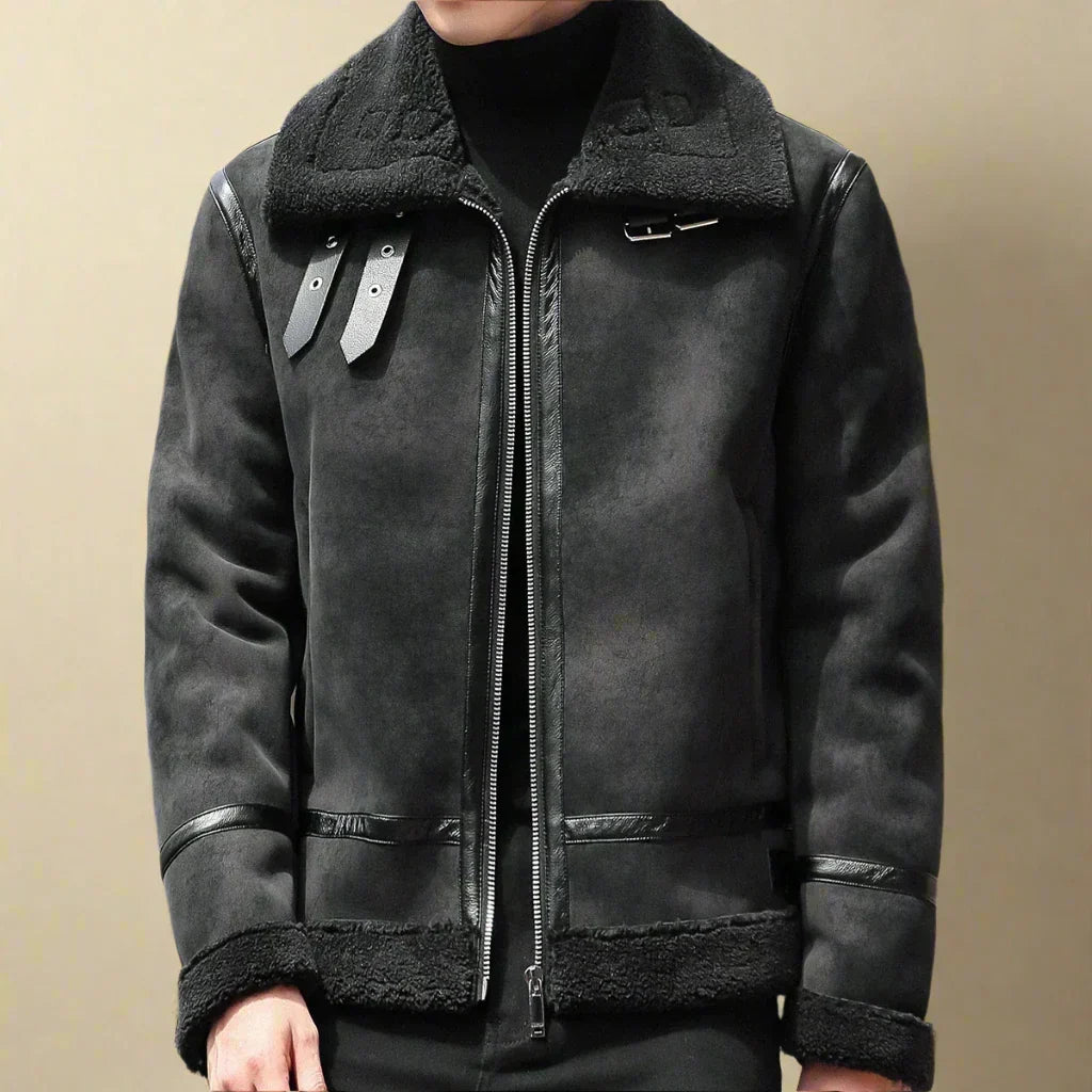 CLOVIS | MEN'S FAUX SUEDE AVIATOR JACKET SHERPA LINED