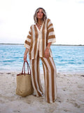 Alouette | Women's Crochet Knit Striped Pants Set