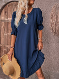 Amira | Women's Ruffle Hem Half Sleeve Midi Dress