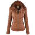 Enya | Women's Hooded Faux Leather Jacket