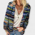 Lumineth | Women's Striped Open Front Cardigan