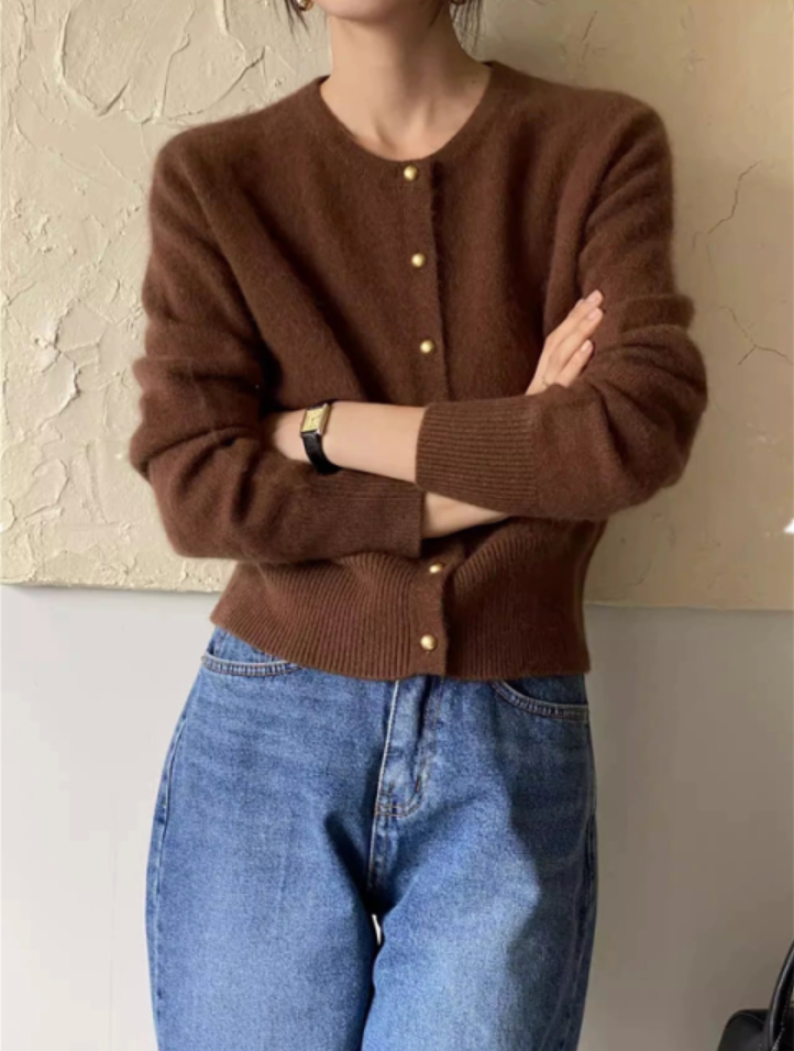 Women's Soft Knit Button Cardigan – Camel