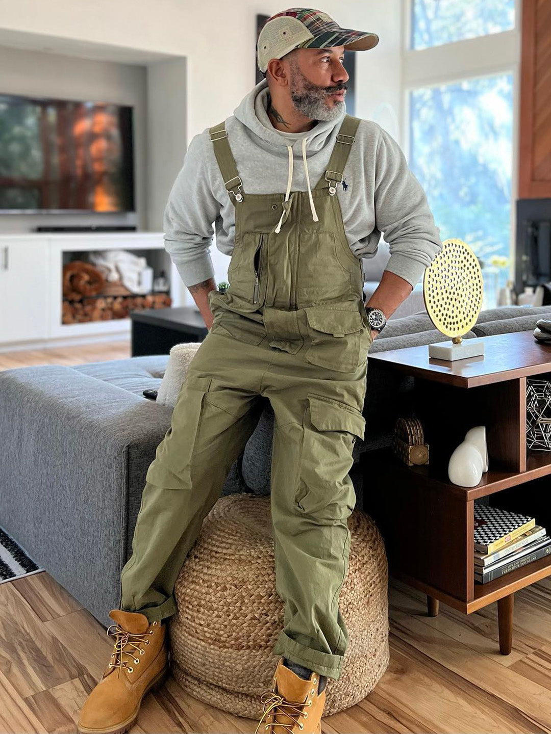 Loose-Fitting Dungarees with Large Pockets and Zip
