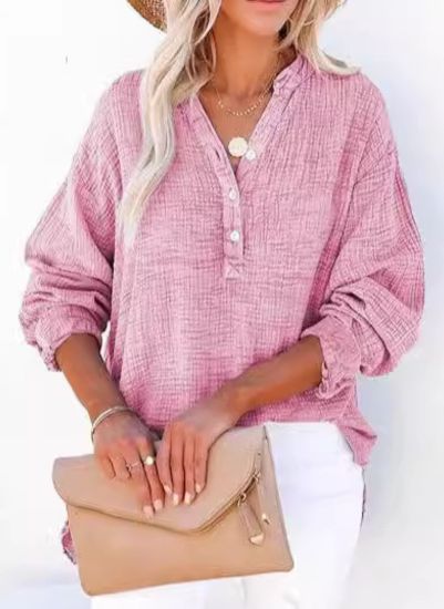 FENELLA – CHIC V-NECK SHIRT WITH TAILORED ELEGANCE