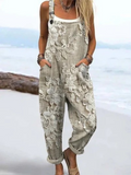 Thalya | Women's Floral Wide Leg Overall Jumpsuit
