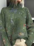 Edith | Women's Printed Knit Turtleneck Sweater