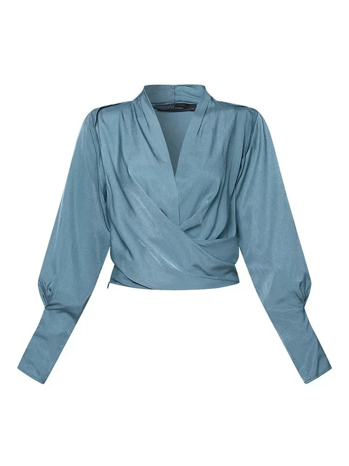 MIRELYTHEA – V-NECK WOMEN’S BLOUSES WITH PUFF SLEEVES