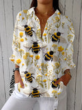 Fiorine | Women's Bee Print Button Down Blouse