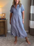Thalessia | Women's Striped Midi Shirt Dress