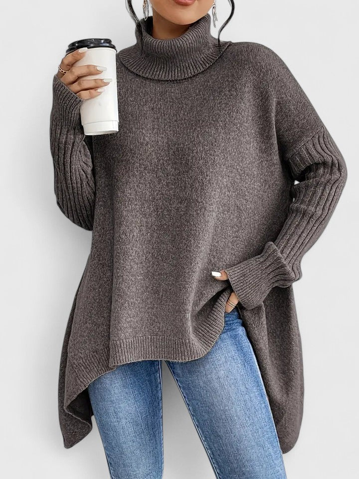 Women's Turtleneck Tunic Sweater – Espresso Brown