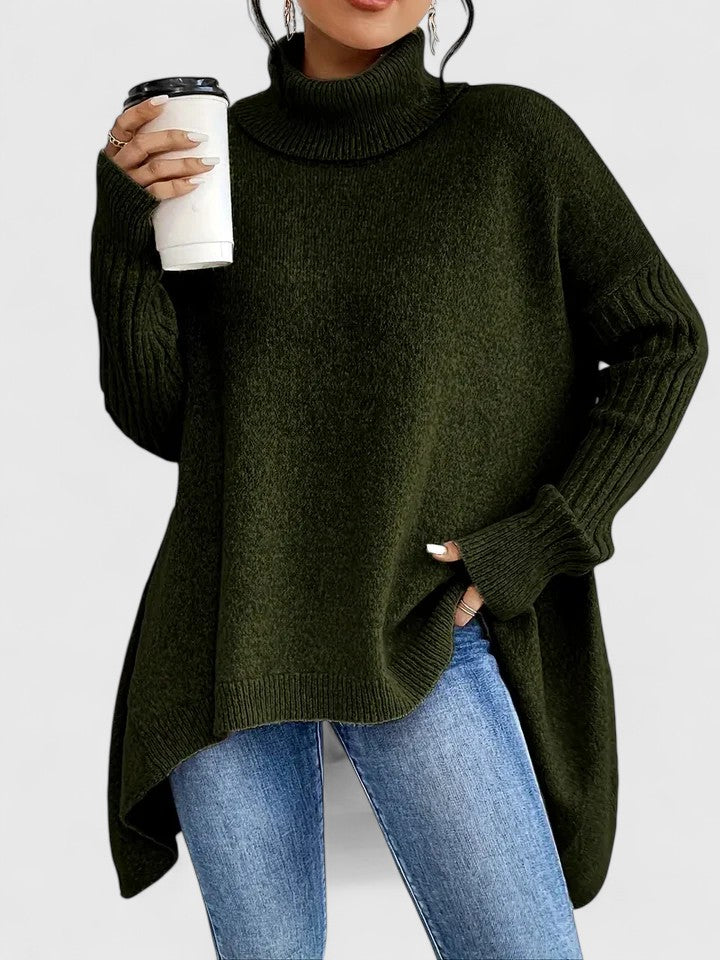 Women's Turtleneck Tunic Sweater – Green