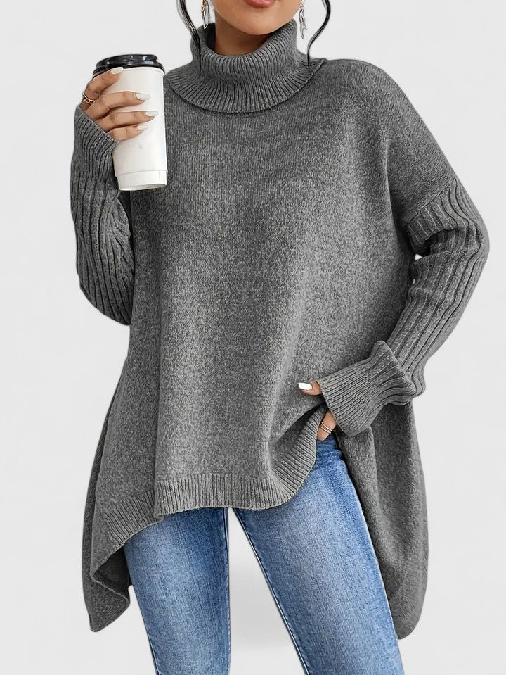 Women's Turtleneck Tunic Sweater – Gray