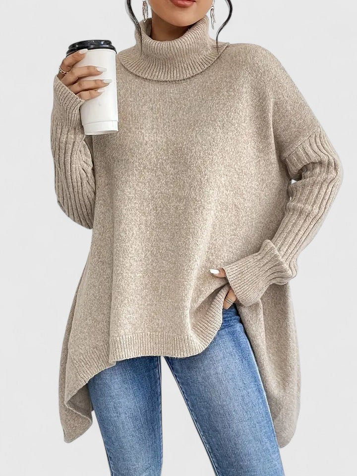 Women's Turtleneck Tunic Sweater – Khaki