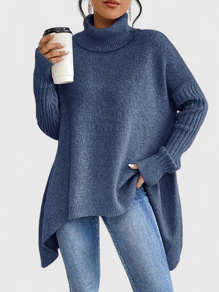 Women's Turtleneck Tunic Sweater – Navy