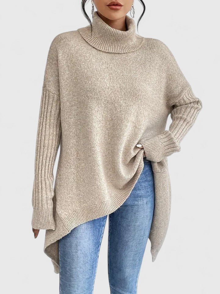 Women's Turtleneck Tunic Sweater – Detail View