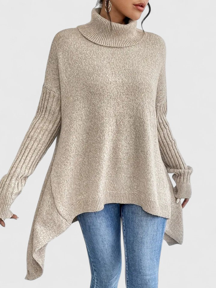 Women's Turtleneck Tunic Sweater – Detail View