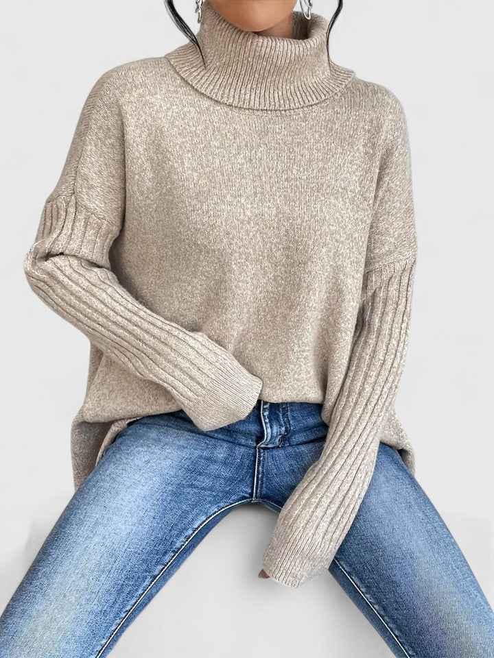 Women's Turtleneck Tunic Sweater – Detail View