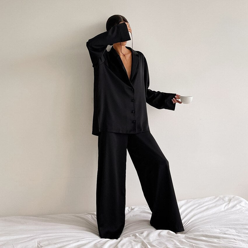 ADELINE | WOMEN'S PAJAMA SET SATIN LONG SLEEVE 1