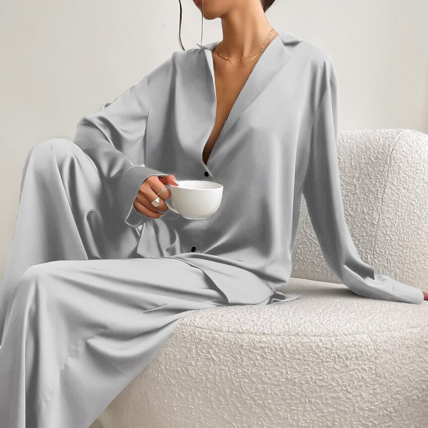 ADELINE | WOMEN'S PAJAMA SET SATIN LONG SLEEVE 11