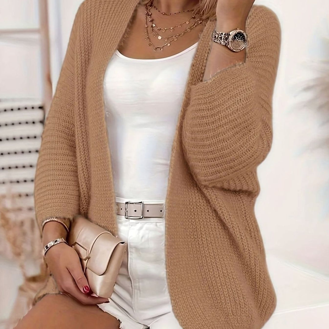 Women's Chunky Knit Open Front Cardigan – Camel