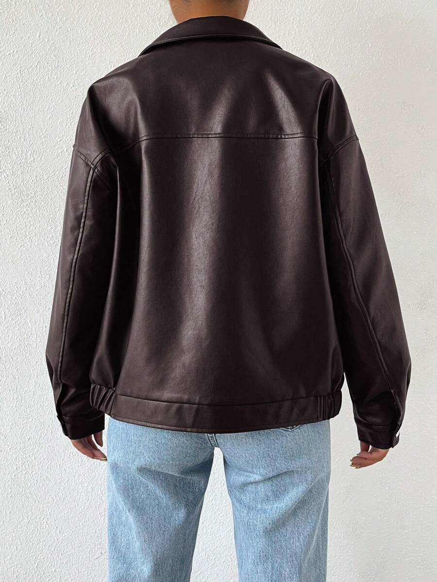 ALBERTINE - OVERSIZED DROP SHOULDER FAUX LEATHER JACKET 12