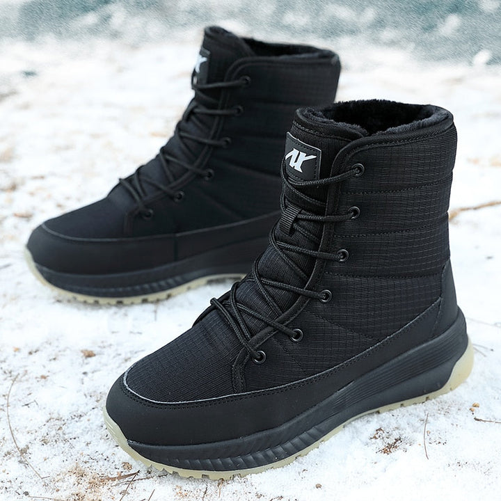 Women's Lace Up Waterproof Snow Boots – Black