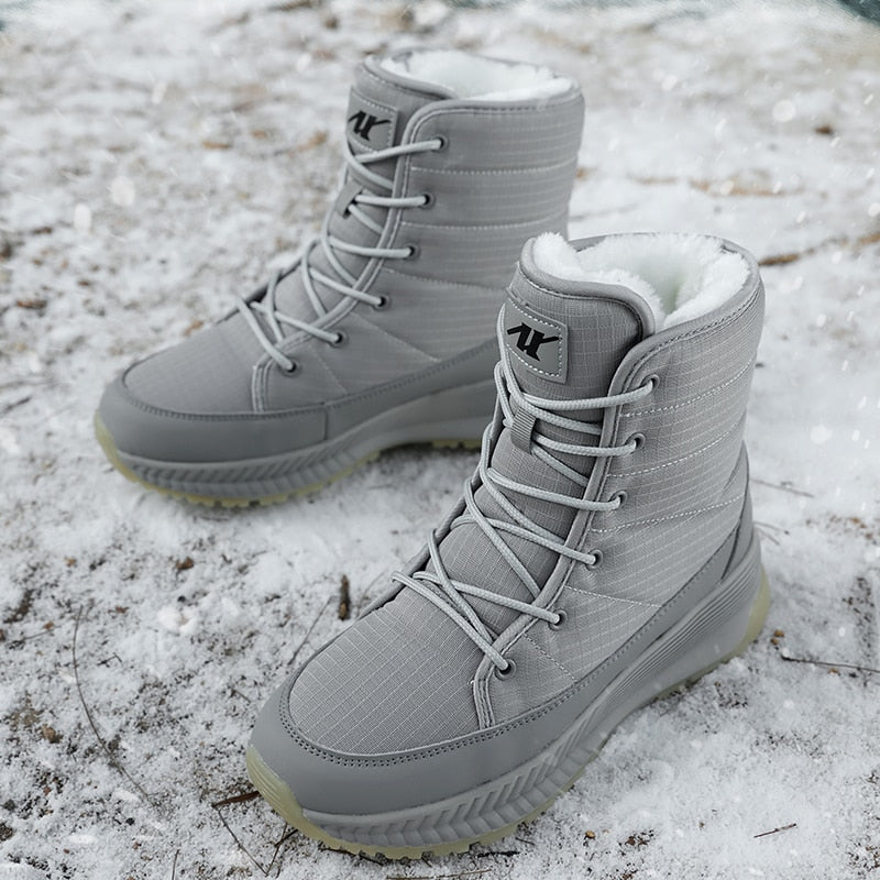 Women's Lace Up Waterproof Snow Boots – Gray
