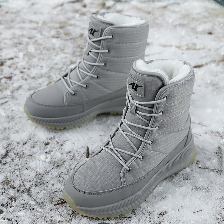 Women's Lace Up Waterproof Snow Boots – Gray