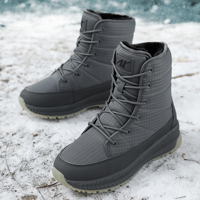 Women's Lace Up Waterproof Snow Boots – Dark Gray